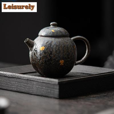 210ml Teiera a Zucca Fatta a Mano Pentola Giapponese in Argilla Rocciosa Vecchia Bollitore per Tè Domestico con Colino Set da Tè Estetico Decorazione per Tè