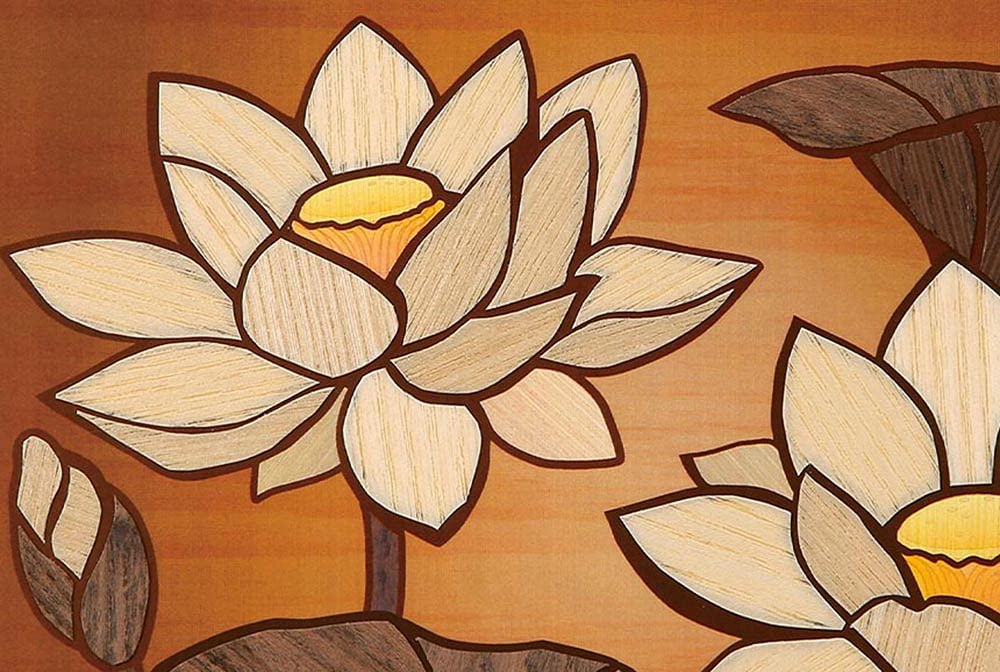 Sakura Horikiri Natural Wood Sakura Art Lotus Flower 6480065