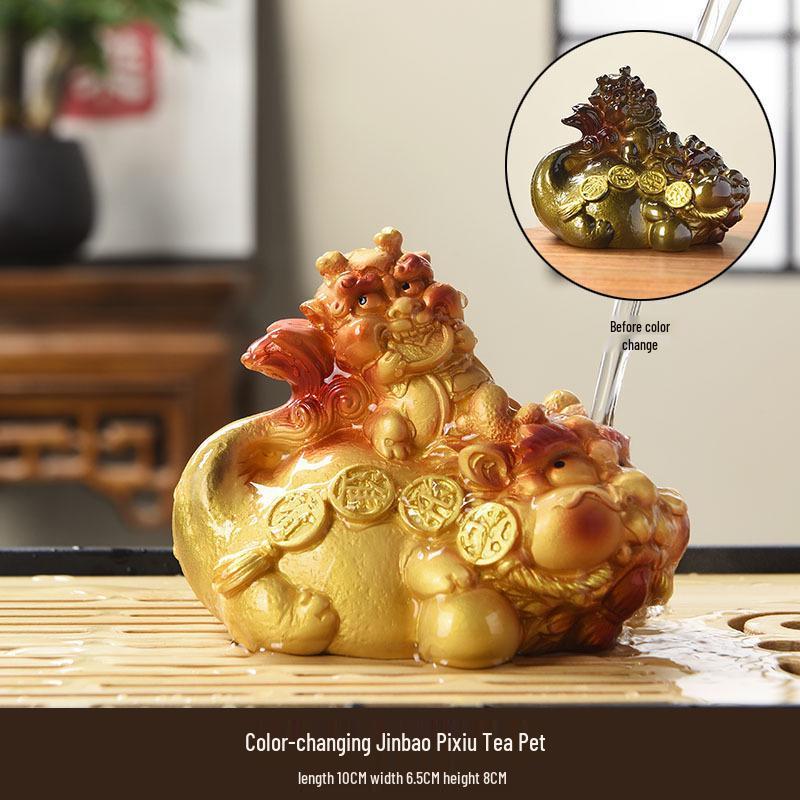 Lucky Golden Carp Color-Changing Tea Pet – High-End Ornament for Tea Tables