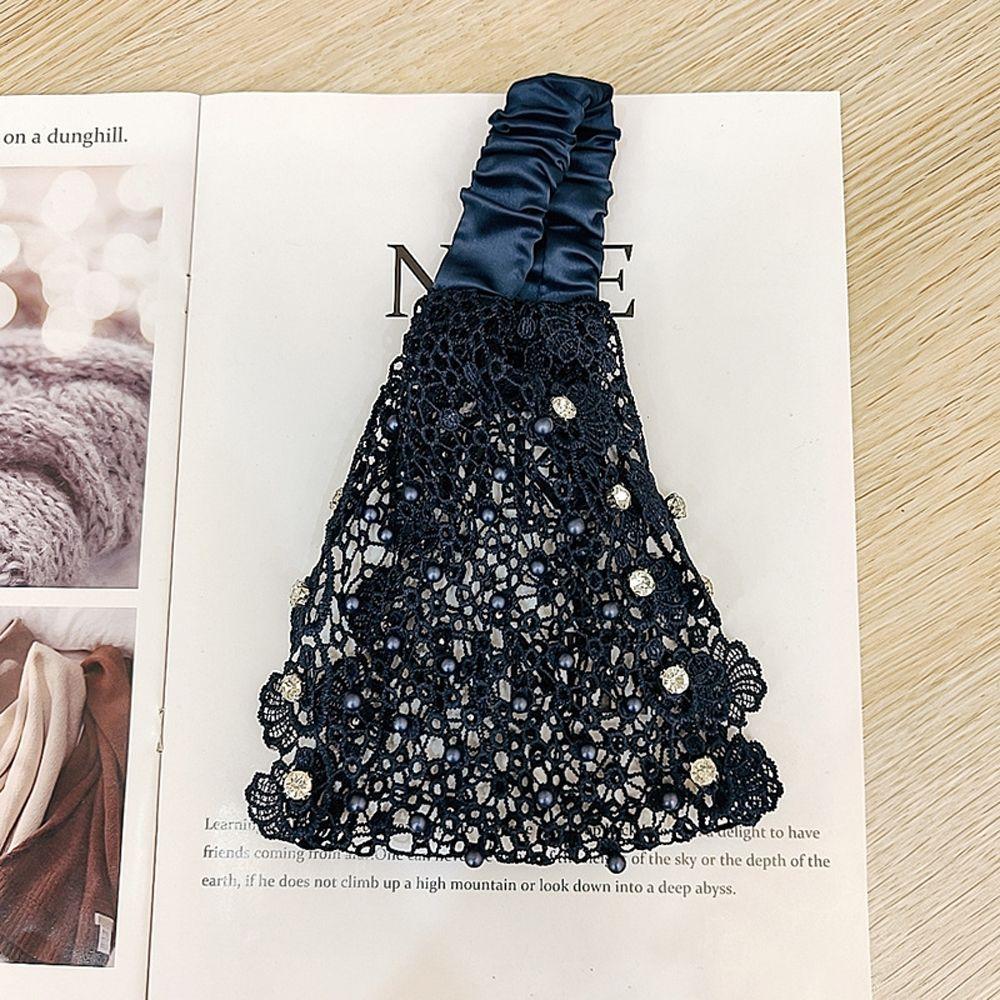 Rhinestone Headdress Mesh Headwear Mother Hair Hoop Wide Rhinestone Headband Korean Style Hair Band