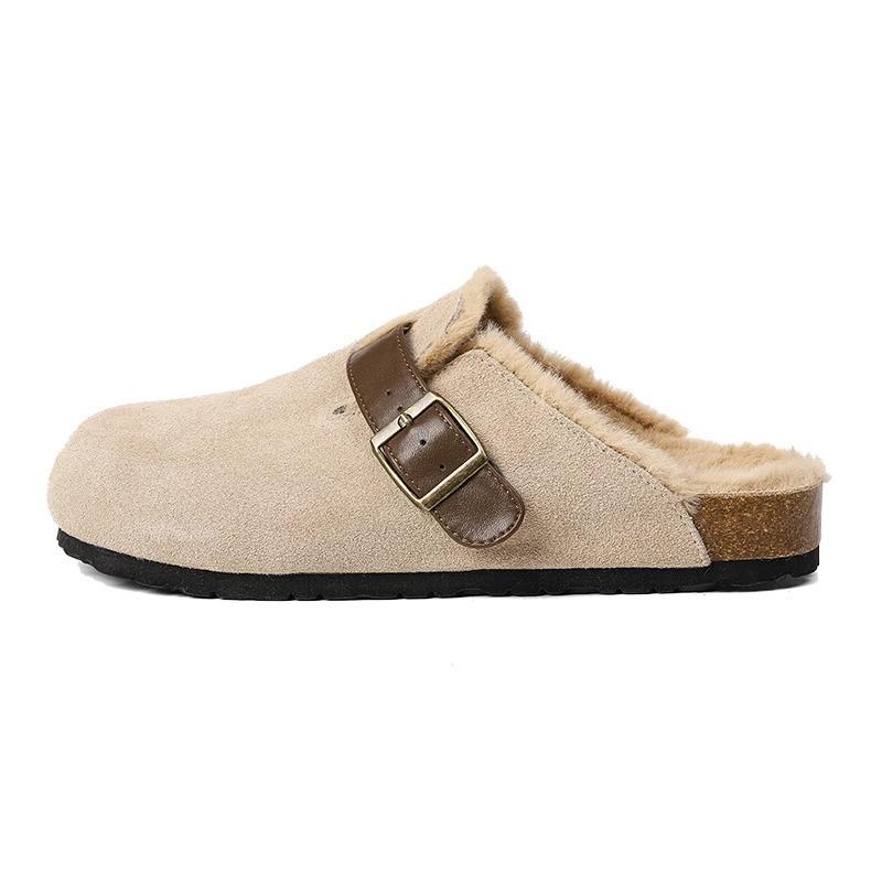 

Милая наложница Фэй плоская подошва матовая сумка голова полусапожки женские один педаль 2025 осень и зима бархатные туфли Бокен повседневные тапочки женские 40 абрикосовый