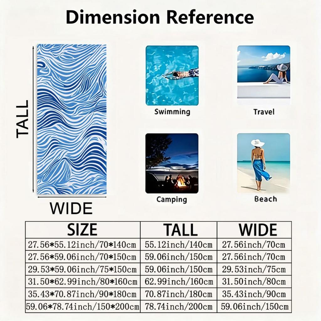 Blue Wave Beach Towel Abstract Ocean Print Fluid Design Quick Dry Soft Microfiber Bath Towel For Women Men Summer Pool