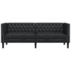 Vidaxl Sofa Chesterfield, 3-Os., Czarna, Tapicerowana Sztuczną Skórą