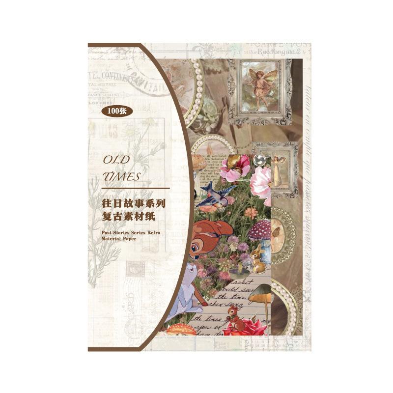 1 Packung/100 Stück Großes Vintage-Papier-Set, Antike Textur, Scrapbooking & Bastelbedarf