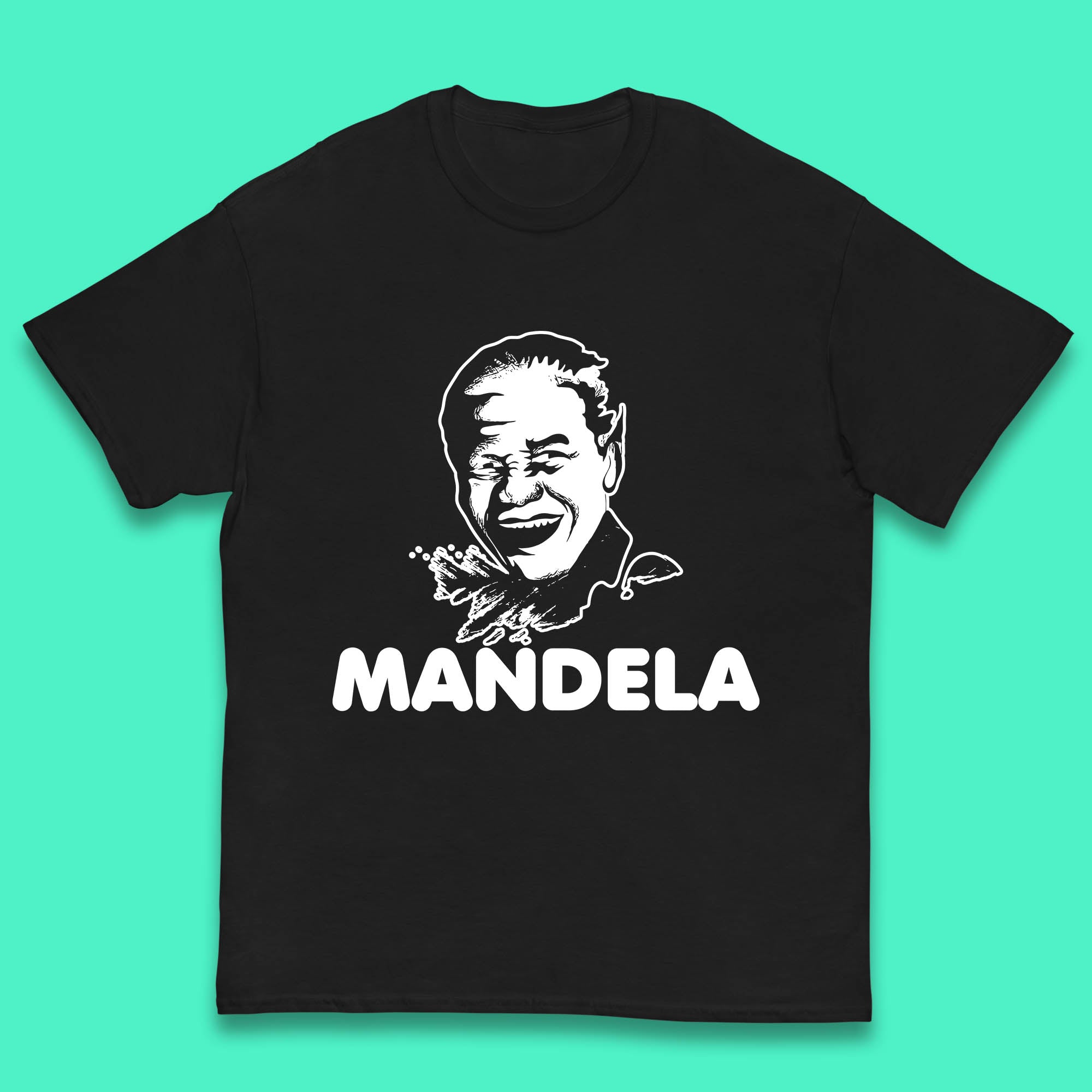 Mandela Portrait Art Black Lives Matter Nelson Mandela International Day Kids T Shirt 100