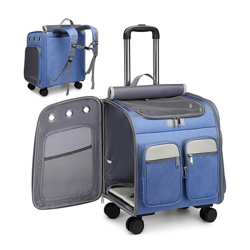 Pet Backpack with Large Space, Silent Universal Wheels, and Foldable Handle Cat Carrier.