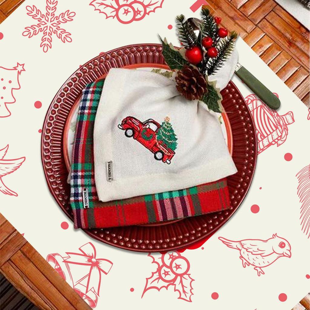 Christmas Heat Insulation Placemat - New Design Imitation Linen for Dining Room and Kitchen Decoration