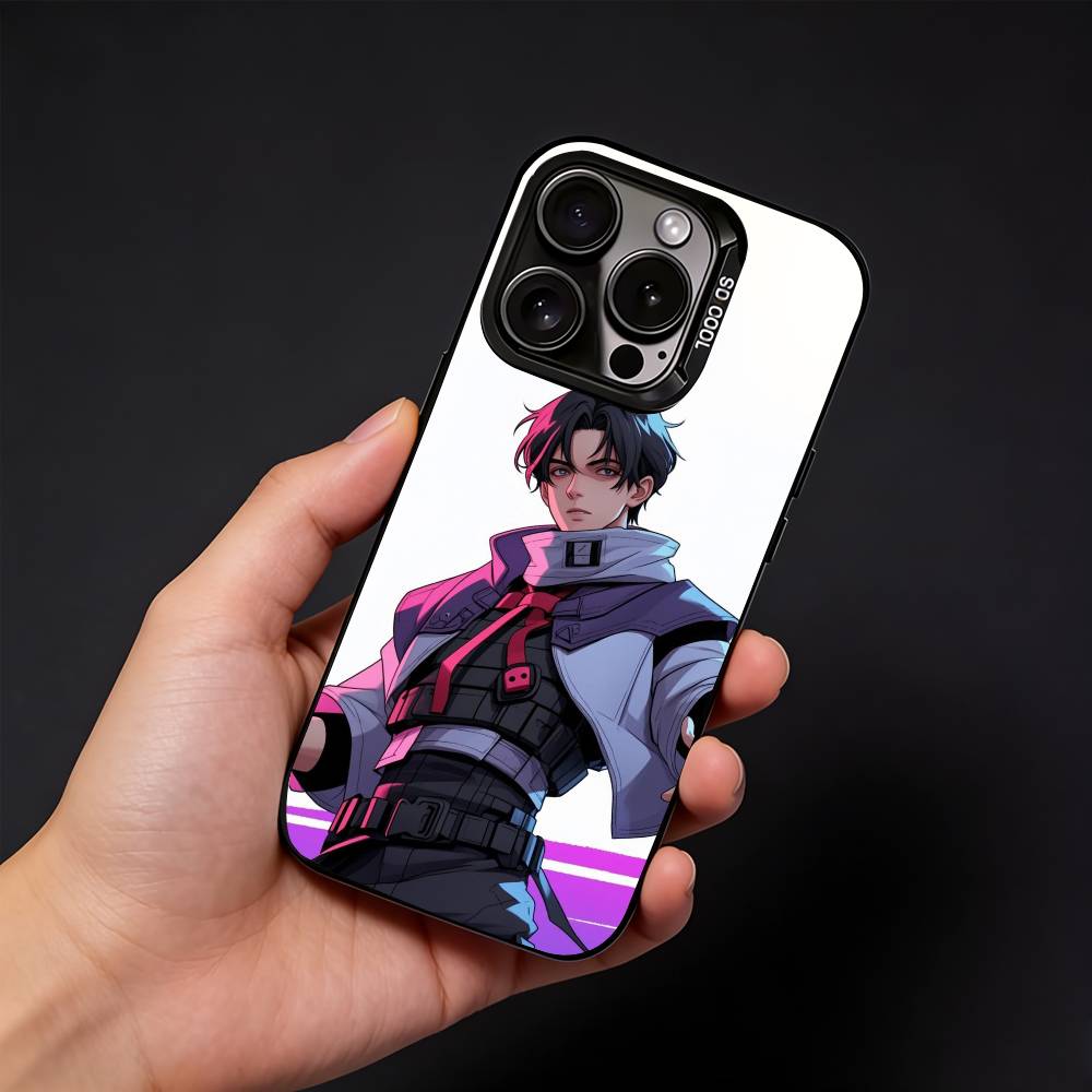 Game V-Valorant Phone Case For iPhone17, 16,15,14,13,12 Pro Max Black Candy Matte Shockproof Cover