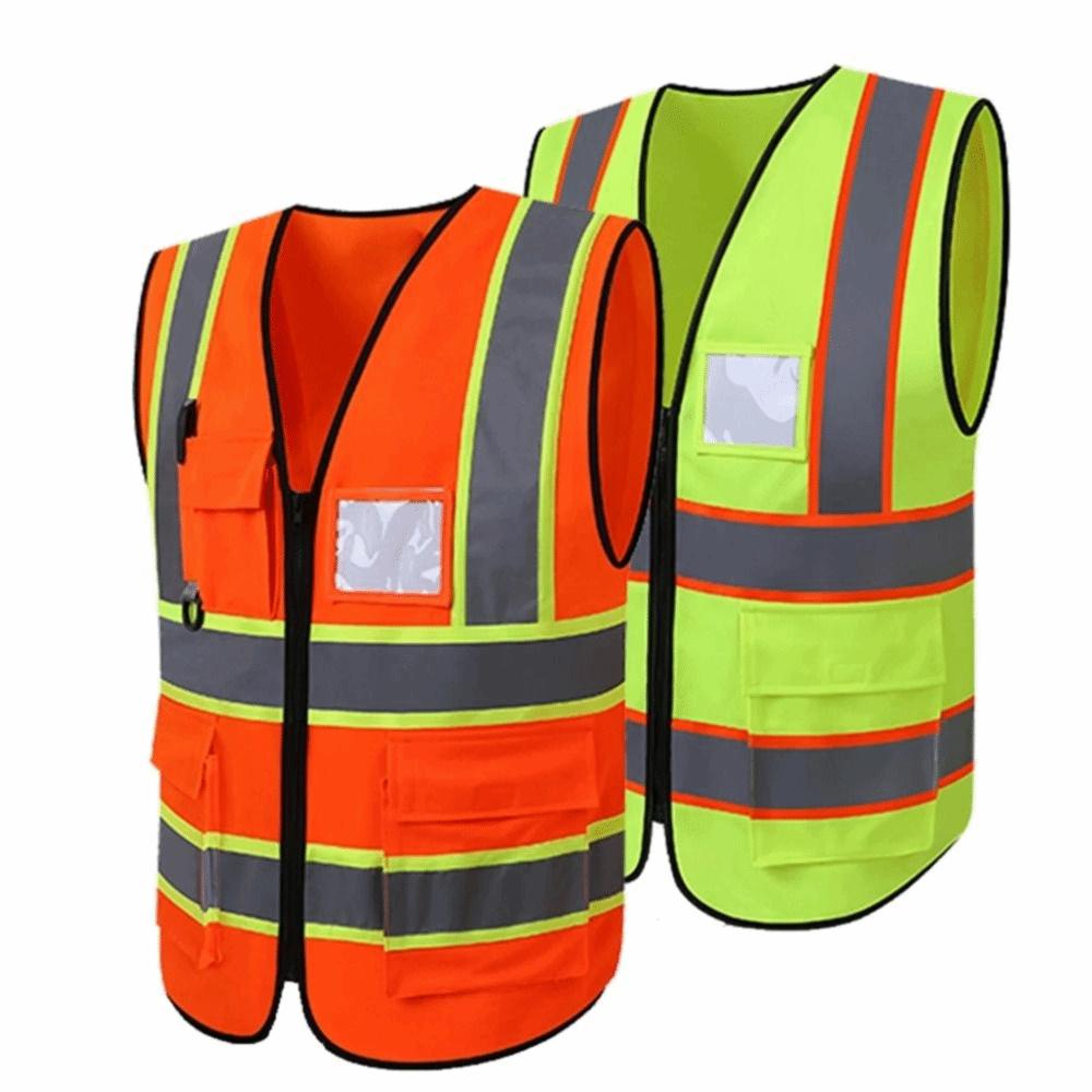 High Visibility Traffic Waistcoat Wear Resistant Cycling Safe Jacket Reflective Safety Vest Unisex