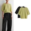 CS Summer New Product Women's Clothes Minimalist Round Neck Short Sleeve Casual Version Stripes Blended Knitting T-shirt 1277630
