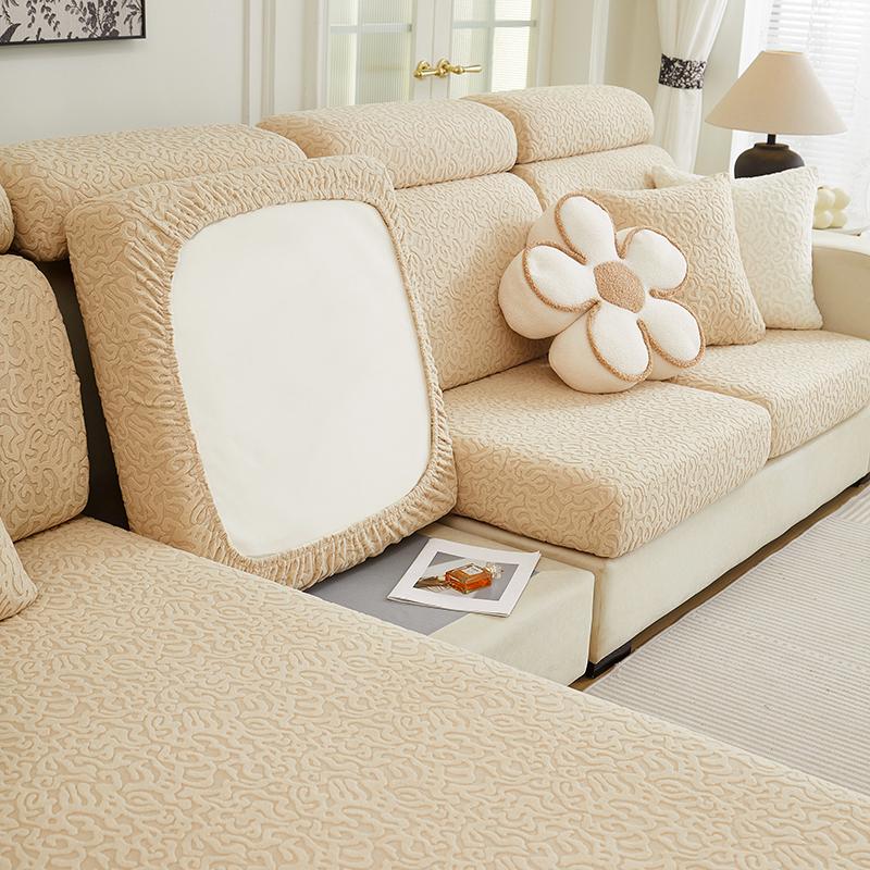 Jacquard Stretchy Thick Polar Fleece Sofa Cover Universal Couch Slipcovers for Living Room Pet Furniture Protector Washable