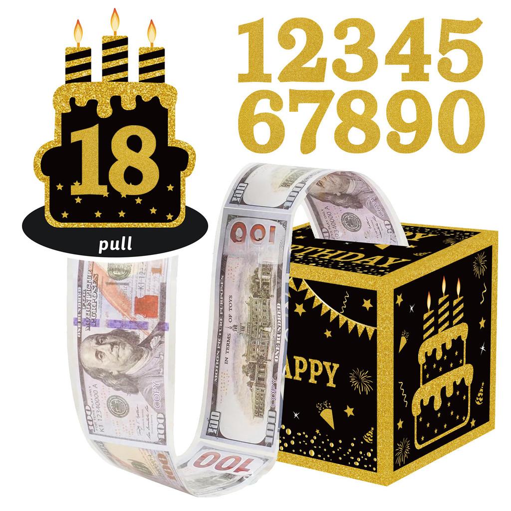 Black Gold Birthday Money Box For Party Decor And Gift Giving