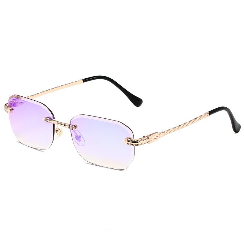 Women's fashion cut edge diamond rimless sunglasses Men's classic fashion brand driving glasses Trendy street wear accessories