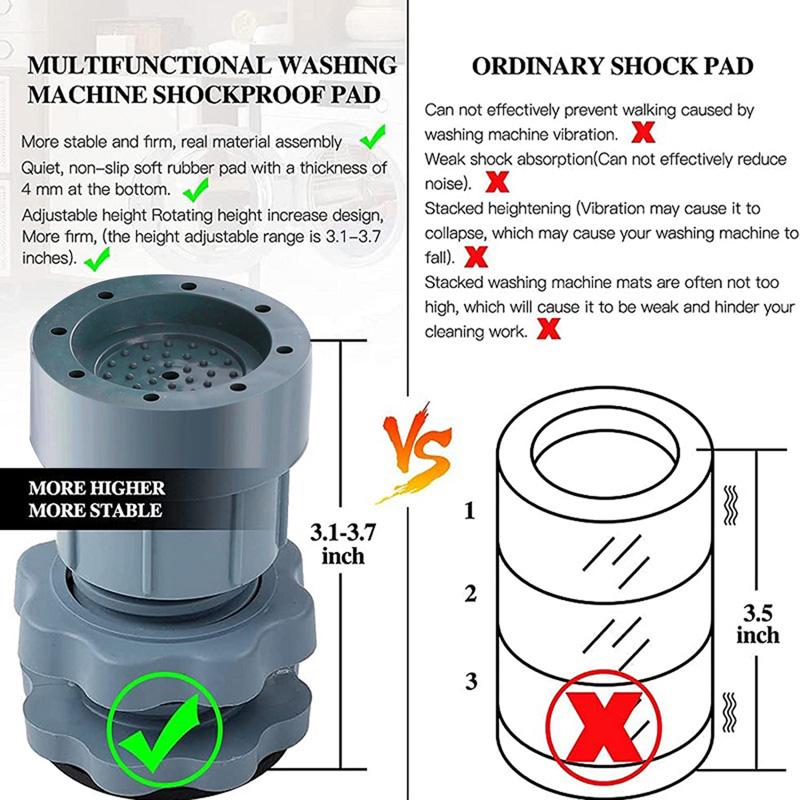 4 Pièces Pieds Réglables pour Machine à Laver Augmenter La Prévention des Marées Antidérapant Amortisseurs de Support pour Machine à Laver Support Meubles