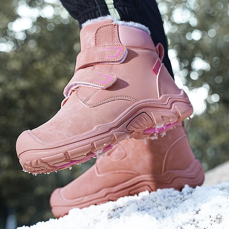 Children's Students Thickened Warm Hiking Mountaineering Thick Bottom Comfortable Waterproof Non-slip Martin Boots Snow Boots Cotton Shoes
