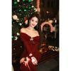 Christmas new high-end sense super good-looking temperament imperial sister with red knitted dress Zidong