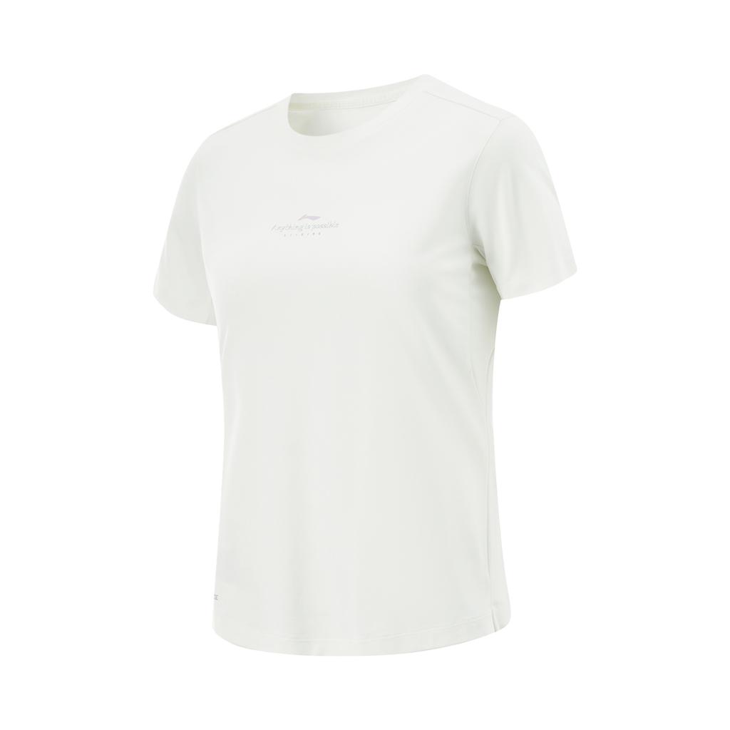 Li Ning Fitness Series Sports Casual Minimalist Cool Air Cooling T-Shirt Round Neck Pullover Solid Color Short Sleeve Women T-Shirt ATSV346-4