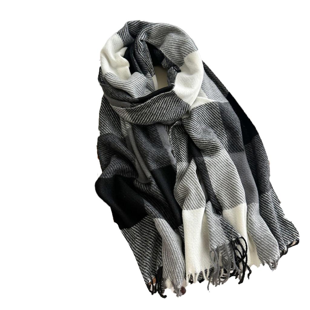 Classic Block High-end Shawl, Soft And Skin Friendly Tassel Plaid Scarf, Warm Couple Scarf