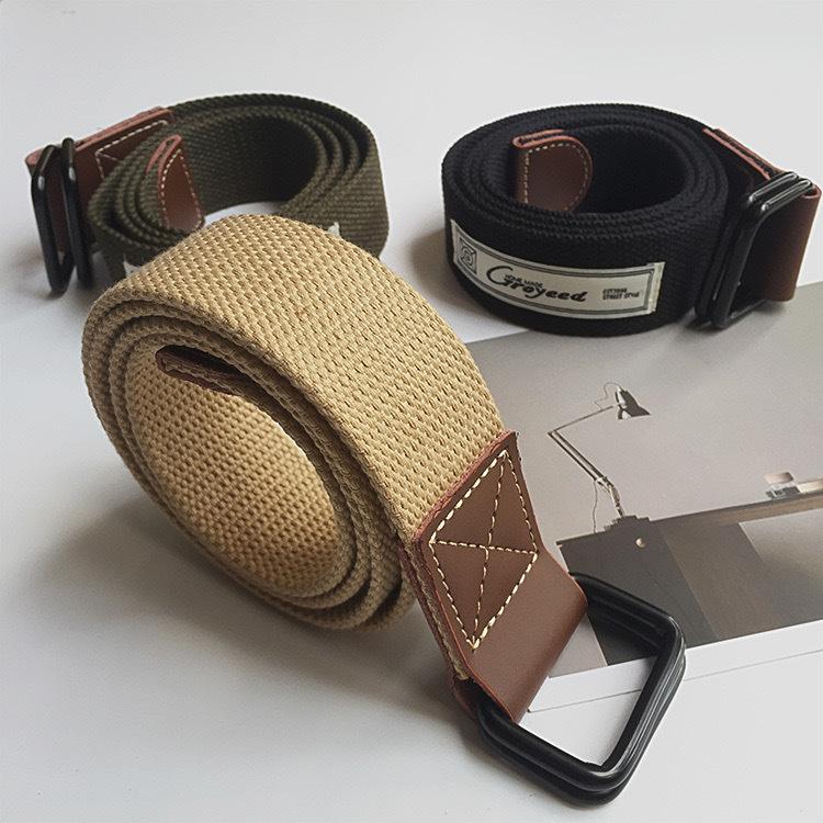 Korean-style Double-loop Belt, Versatile, Ins Trendy and Individualistic Men's Workwear Pants, Jeans, Belt, Trendy Sail Face Belt
