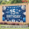 Party Backdrop 15Th Birthday Stars Blue Flat Balloons Number Wedding Celebrations Celebration Photo Booth Front Door Decor