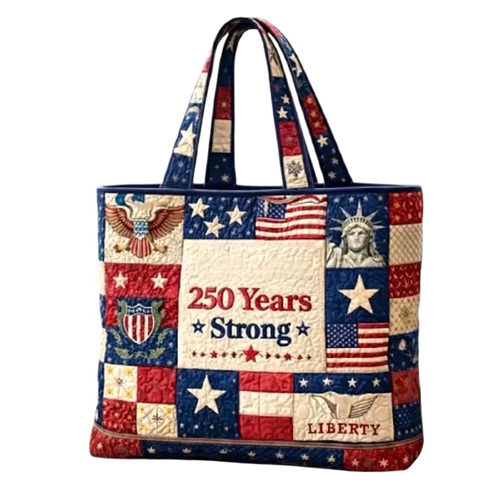 1776-2026 0th Anniversary Patriotic Tote Bag, Quilted Large Capacity Reusable Shoulder Bag For 4th Of Independence Day