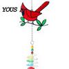 Weather Resistant Outdoor Decor Faux Crystal Red Bird Suncatcher with Chain, Window Hanging Ornament Colorful Bead for Home Prism Heart Pendant,