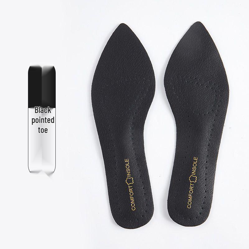 Women's Ultra-Thin Self-Adhesive Pointed Heel Insoles - Soft, Sweat-Absorbent, Breathable, Deodorant, Real Cowhide.