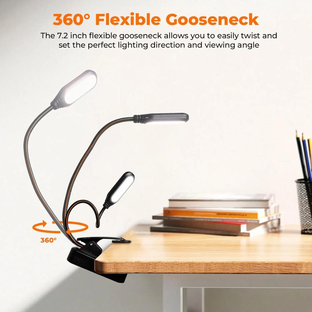 Mini Portable LED Book Light Eye Protection Reading Lamp Flexible Adjustable Direction Battery Learning Desk Lamp Bedroom Light