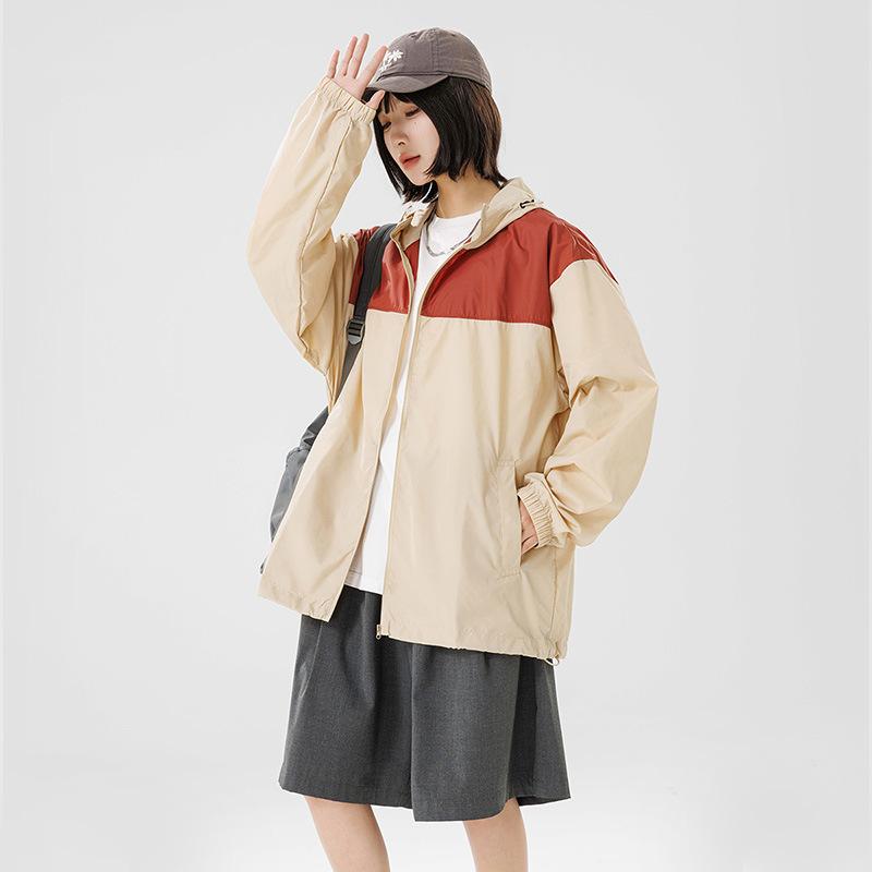 Fashion sunscreen clothing men and women models summer thin section of ice silk breathable hooded couple sportswear cycling sunwear jacket