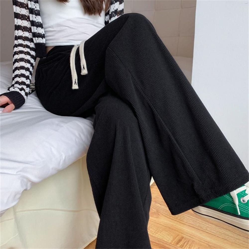 

Women s Chenille Corduroy Wide-Leg Pants - Cuffed, Thickened Cream for Spring & Autumn One Size