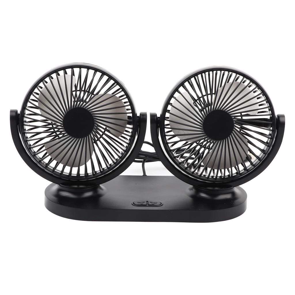USB Dual Head Car Fan Portable Air Conditioner Auto Cooler Ventilation 12V Black
