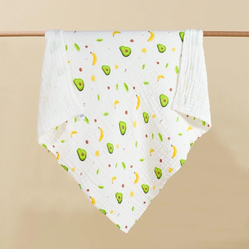 Environmental Breathable Newborn Baby Cotton Gauze Printed Muslin Swaddle Blanket 6 Layers Baby Bath Towel