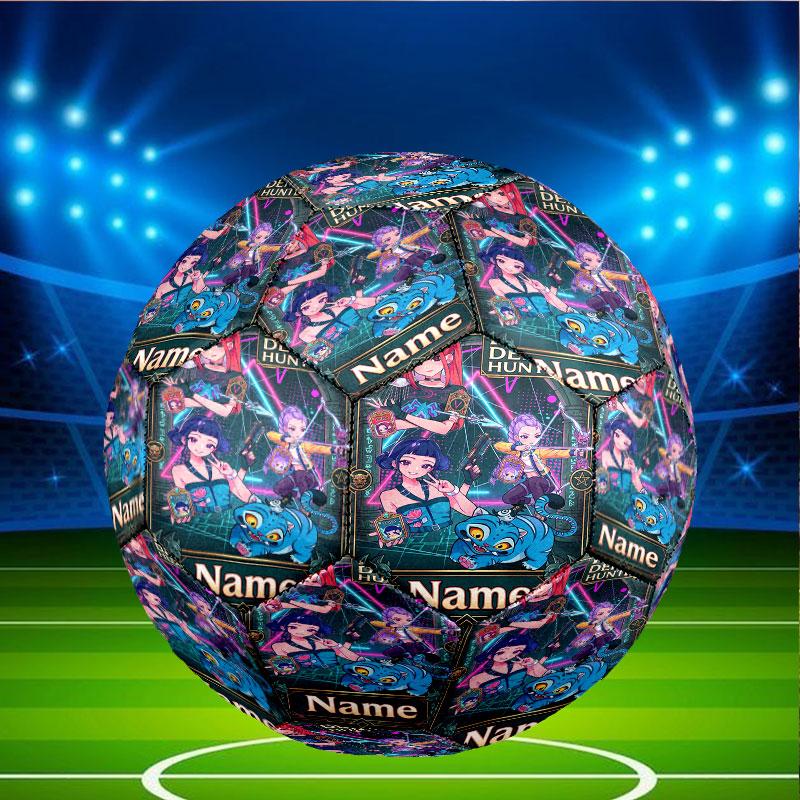 Custom Name Personalized Kpop Demon Hunter Print Size 5 Soccer Ball Training & Match Football, for Team, Kicking, Gift for Football Enthusiasts