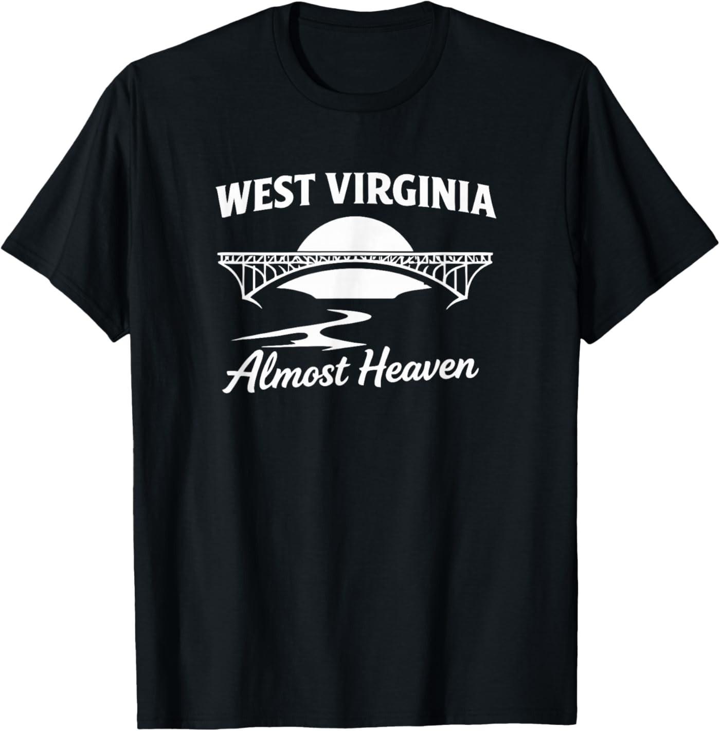 West Virginia Almost Heaven with Bridge and Sun Scene Unisex T-Shirt S разноцветный