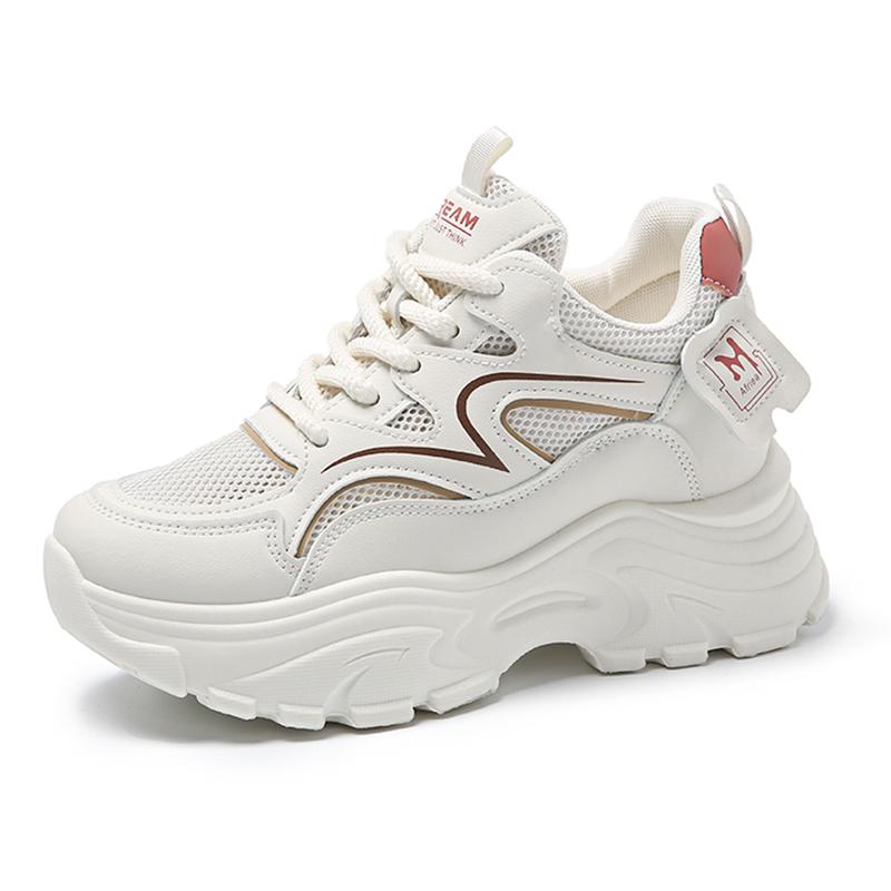 

Мода 2024 Весна Осень Женские Кроссовки На Массивной Дышащей Платформе Спортивная Обувь Для Женщин Модные Толстые Подошвы Белые Кроссовки Для Женщин 35 бежевый