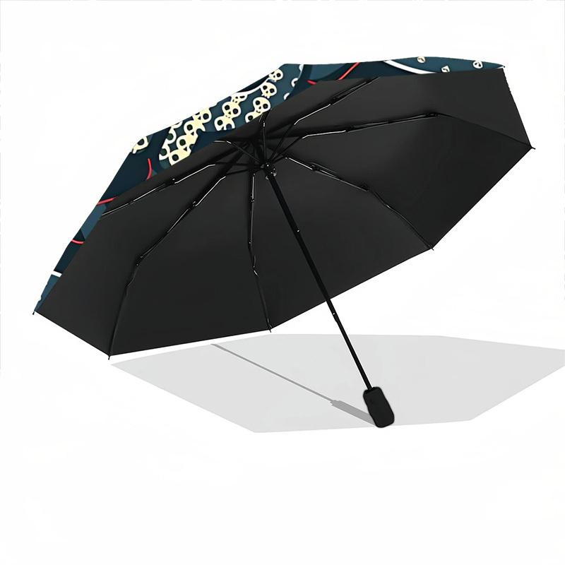 1pc Skull Pattern Automatic Open/Close Umbrella Compact Folding Umbrella, All-Season Portable Umbrella for Women/Men F1124184