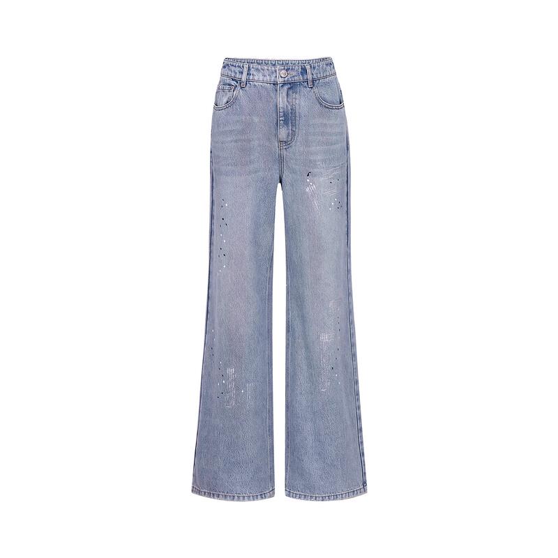 Juzih Anake Sequin Wide-Leg Denim Jeans