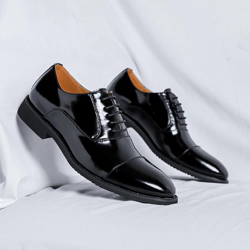 Fashion Leisure Walk Male Sneakers Elegantes PU Leather Men Casual Shoes Business Work Office Oxford Shoes Lace-up Formal Dress Footwear