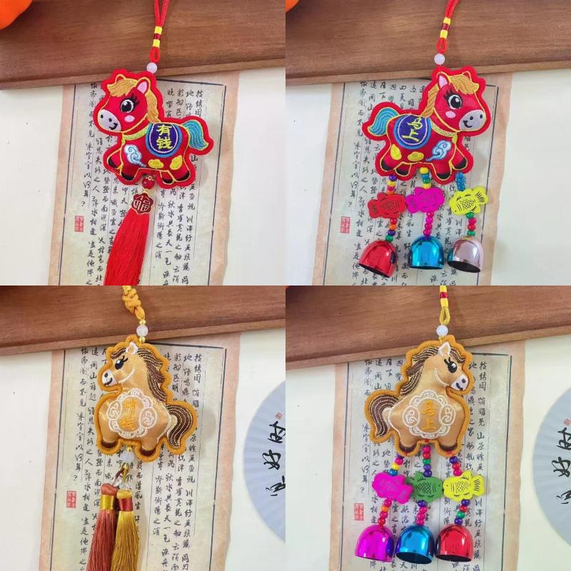 Chinese Zodiac Horse Lucky Pendant Chinese Spring Festival Car Hanging Ornament Exquisite Tassels Pendant Home Decoration Gifts