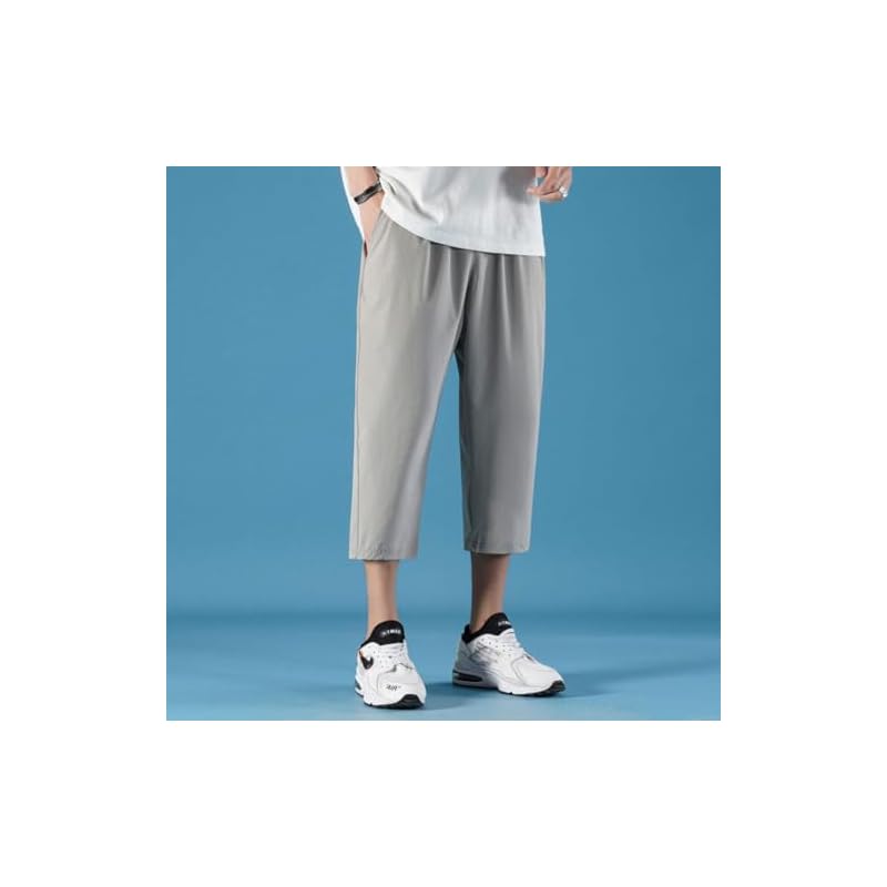 [YEOREO] Men's Jersey Pants, Summer Clothes, 3/4 Length Jogger Pants, Men's Sports Pants, Sweatpants, Loungewear, Training Bottoms, Casual,