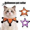 Five-pointed Star Pet Bib Knitted Bib, Handmade Shape Cat Crochet Lightweight with Black Pom-poms for Cats Small Dogs Halloween Outfit Non-tightening