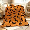 Orange Bat Shapes Soft Fluffy Flannel Blanket Super Cozy Lightweight Bed Blanket for Halloween Sofa Bed Christmas Decor