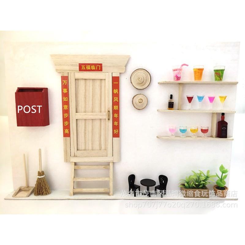 Dollhouse Miniature Entrance Hall Decor Set 1:20 Scale Wooden Accessories DIY Doll House Model Building