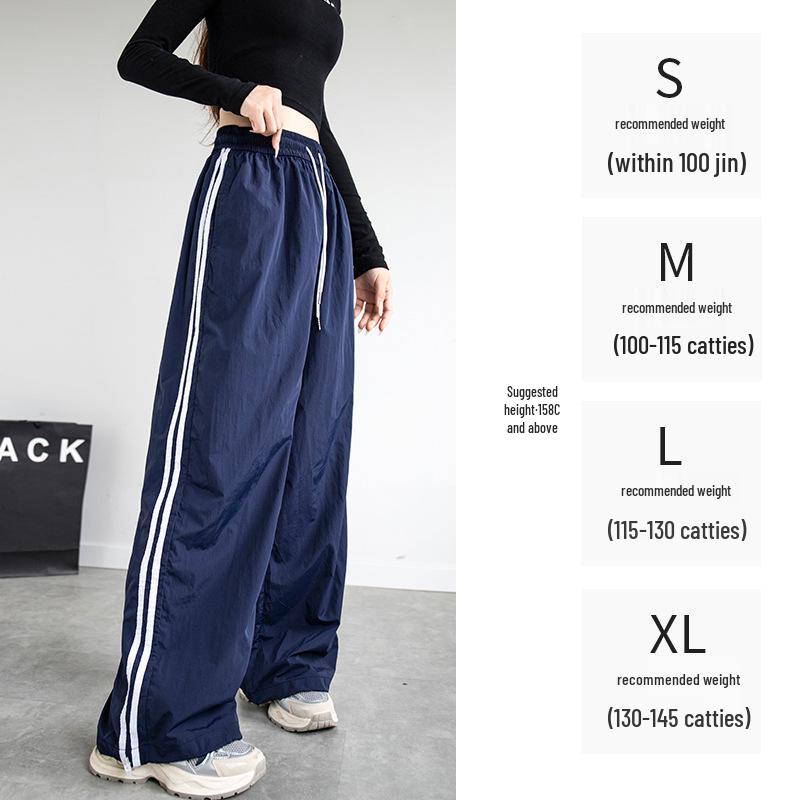 Uncle Carrot Women's Quick-Dry Striped Wide-Leg High-Waisted Sports Pants - Spring 2025 Collection