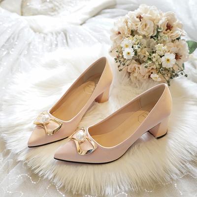 Brautschuhe Damen High Heels Champagner Perle Strass Hochzeitsschuhe Weiß