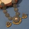 Retro Flower Chain Necklace Set for Women Crystal Tassel Earrings Necklace Bohemian Jewelry Accessories