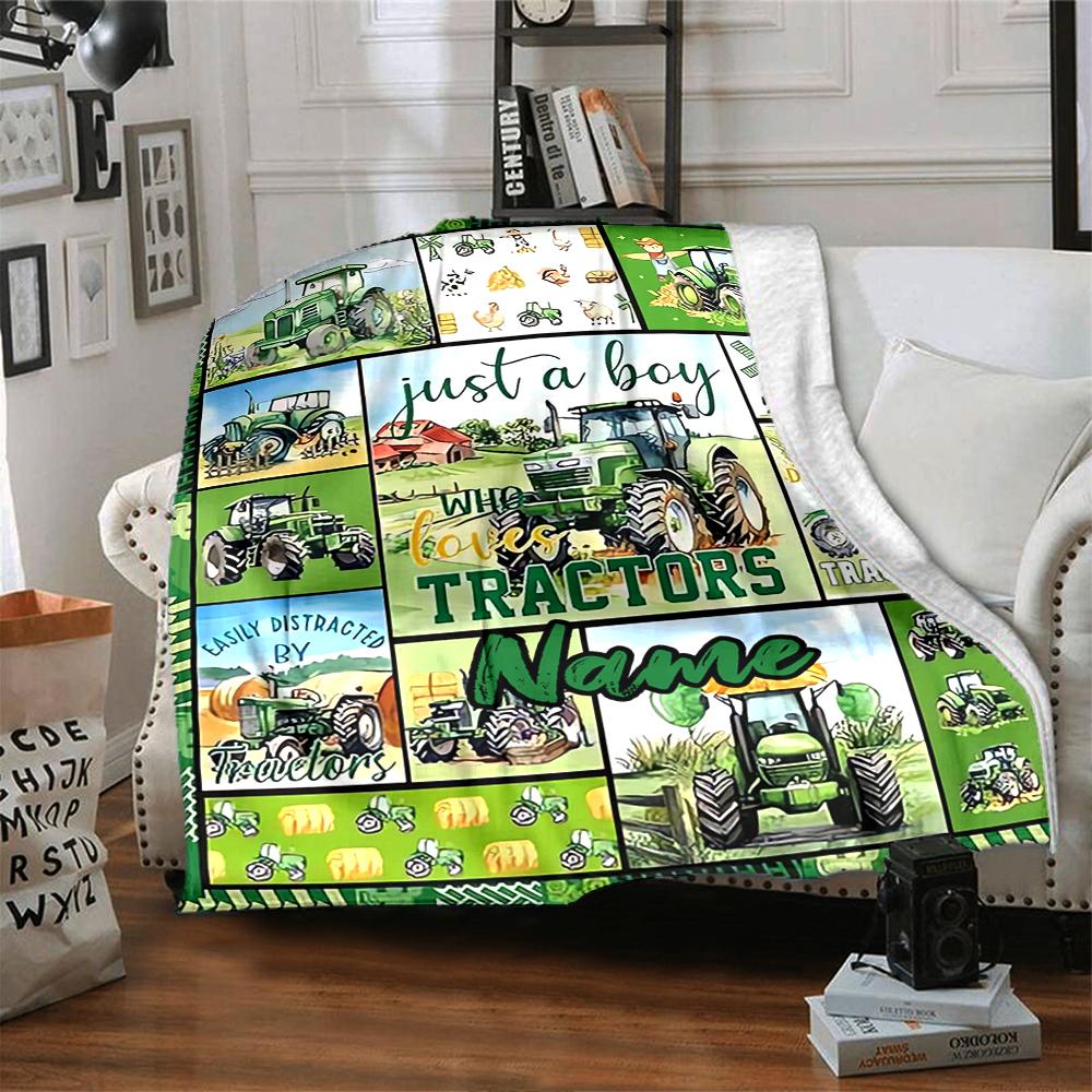 Custom Name Truck Theme Printed Blanket - Perfect for Couch, Bed, Travel & Outdoor Use | Machine Washable, Cozy & Durable.