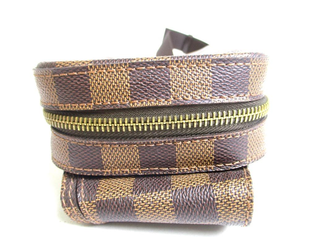 Authentische LOUIS VUITTON Damier Brown Leder Taille Packs Gürteltasche Geronimos #a528 Generalüberholt