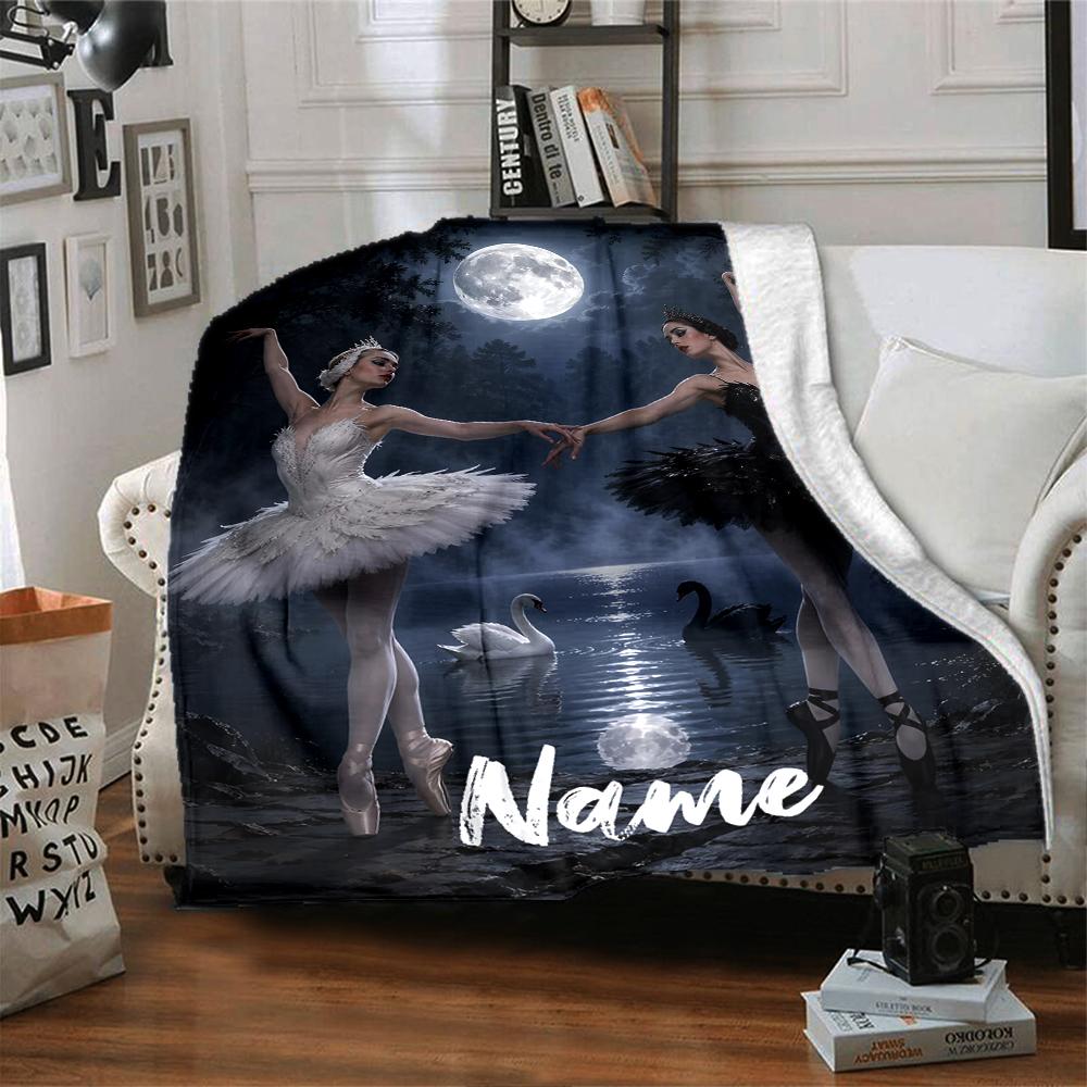 Custom Name Ballet Theme Printed Blanket - Perfect for Couch, Bed, Travel & Outdoor Use | Machine Washable, Cozy & Durable.