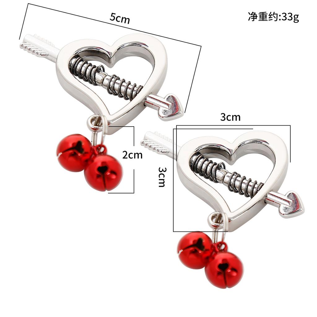 Sex Game Heart Shape Nipple Clamp Clips with Bell BDSM Play Adjustable Restraints Intimate Toys Accessories